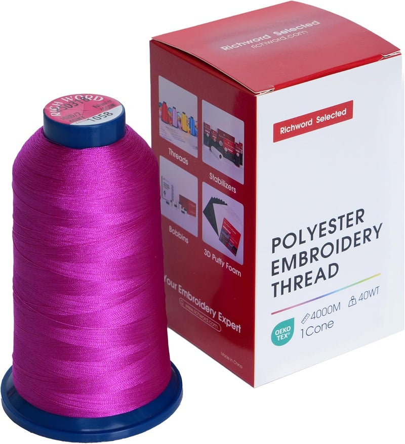 Poolin Richword Selected Purple Embroidery Thread 4000M(4374Y) 40WT Polyester Thread 100 Colors Selected for Commercial Multi Needles and Single Needle Embroidery Machine 1058 - Image 1